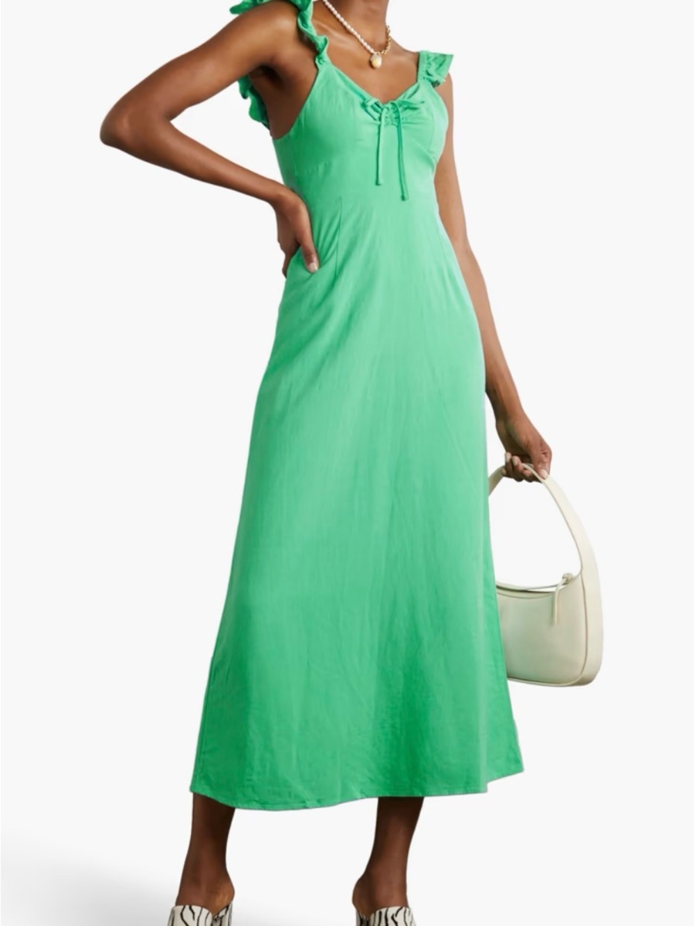 RIXO Cecile ruffled woven midi dress